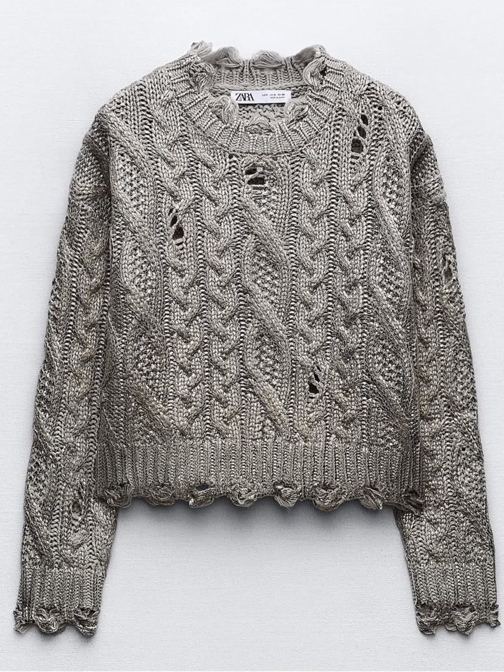 Worn once. Iridescent silver metallic sweater from zara